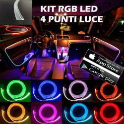 KIT 4 PEZZI RGB 8 Metri Interni Auto Decorativa Fibra Ottica Cruscotto Supporto portiere