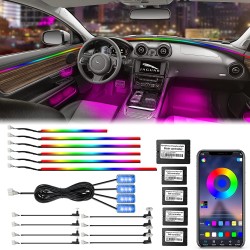 MAGIC Kit 18 Pezzi RGB Acrylic LED Light Interni Auto Decorativa con Effetti Fibra Ottica Cruscotto Supporto