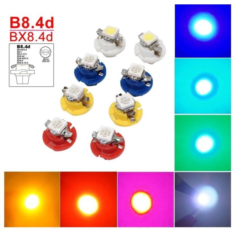 Lampadina Led BX8.4d e B8.4d 1 Smd BLU Luci Cruscotti E Strumentazioni 12v Dc